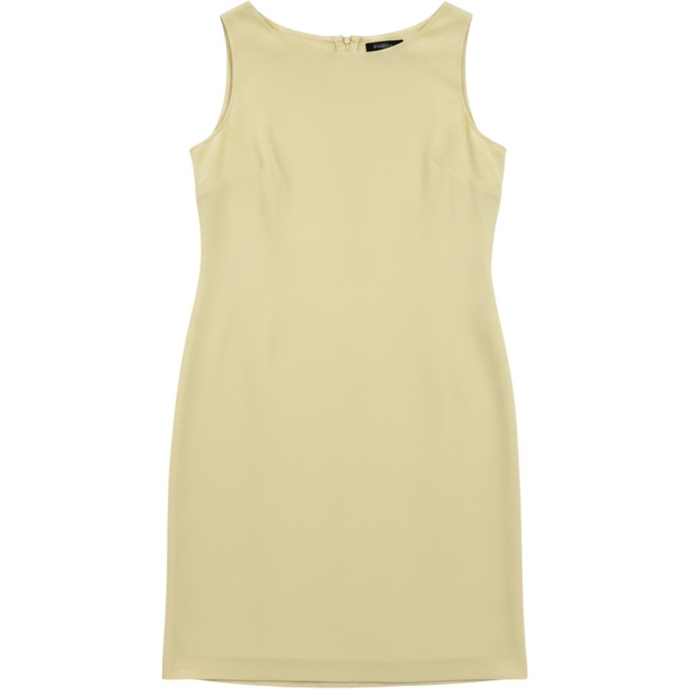 Vintage Dress Barn 100% Silk Shift Dress Yellow Size 10 Minimalist Sleeveless